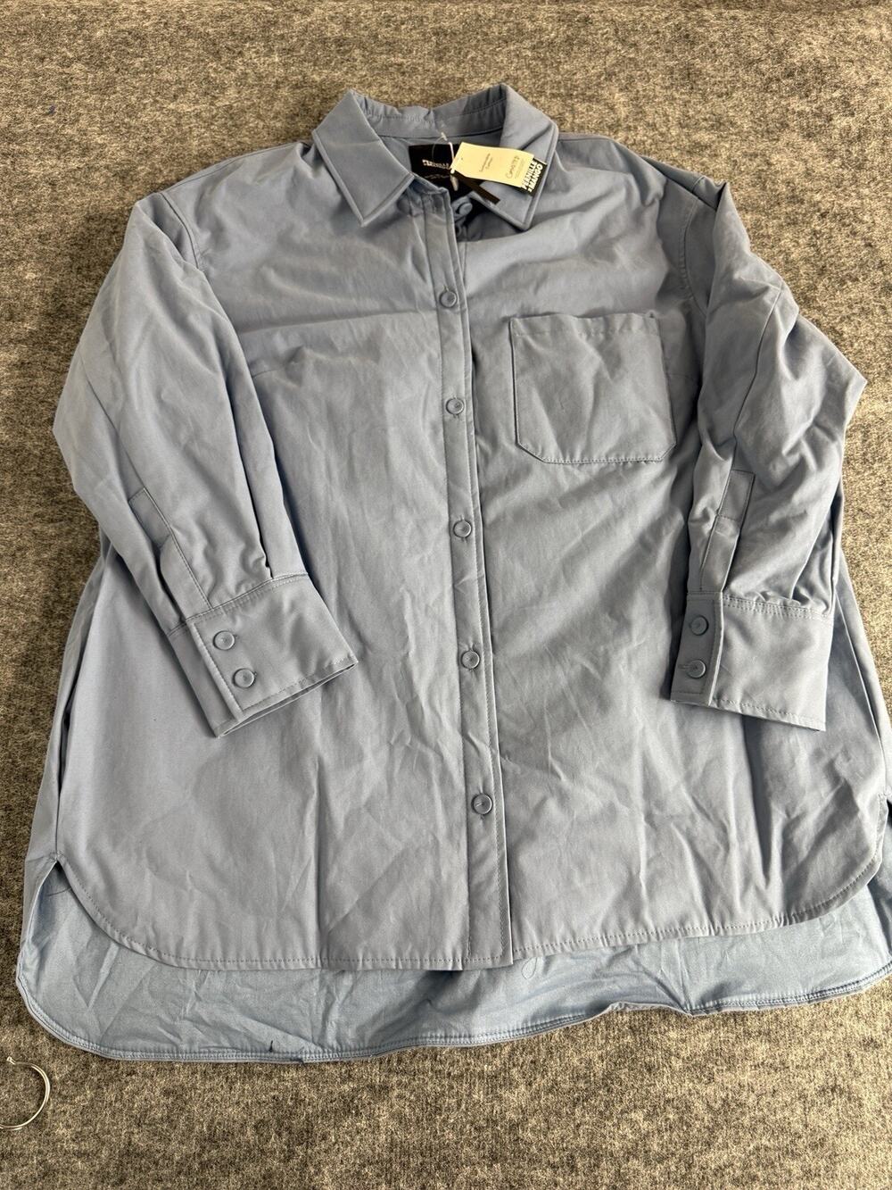Pernille x Mango Shacket Womens 18 2XL Blue Filled Overshirt Jacket Thick N294
